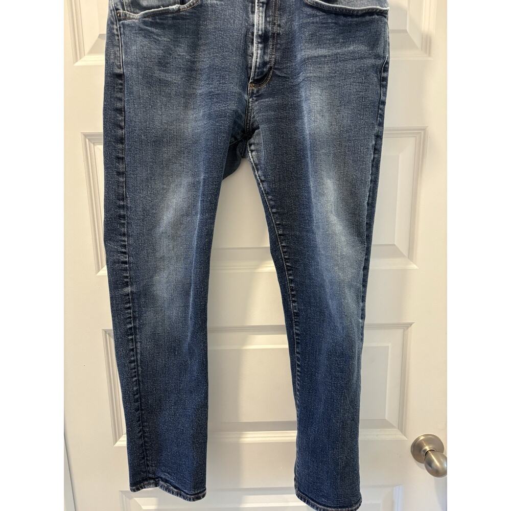 GAP Denim Slim Straight Men's Jeans Blue Medium Wash Cotton Button Logo